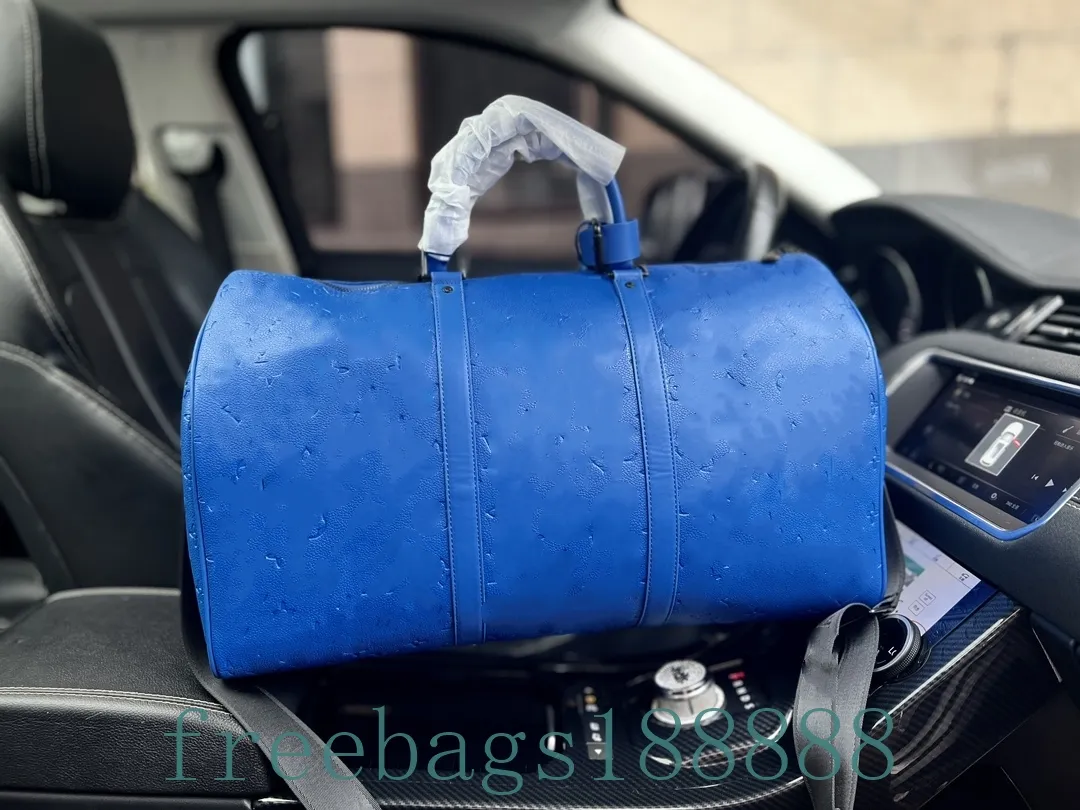 Borsa da 50 cm in rilievo blu da 50 cm Duffel Luxury Fashi