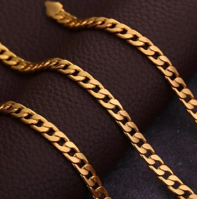 6 mm1630 polegadas 18k colar de colar de ouro personalidade de moda sautoir para homens de colar de casais de ouro Hip Hop2674285