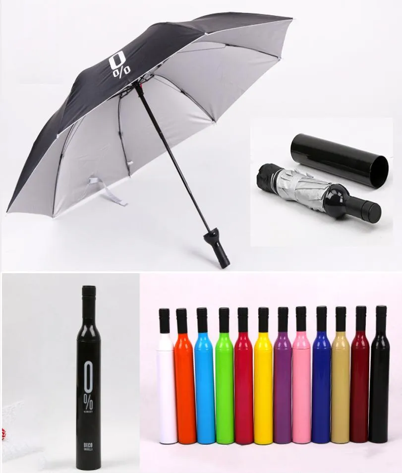 Parapluie de bouteille de vin pliable Promotion de cadeaux d'impression personnalisée Promotion commerciale Rainy Sunny 3 Logo pliant Logo1895148