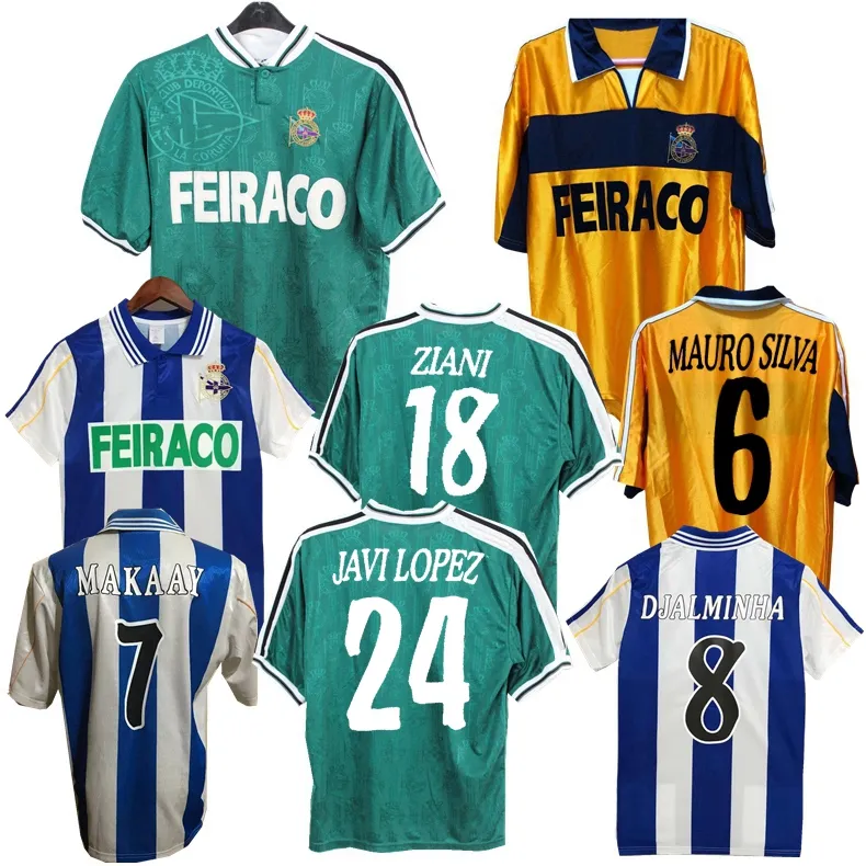 1998 1999 2000 DEDORTIVO DE LA CORUNA RETRO SOCCER JERSEY MAKAAY DJALMINHA TRISTAN VALERON HELDER ZIANI 99 00クラシックアウェイサッカーシャツ