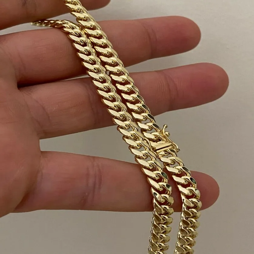 Réalité 10k Jaune Gold plaqué HOMME MIAMI Collier de chaîne de liaison cubaine Épais Boîte de 6 mm Box 257H