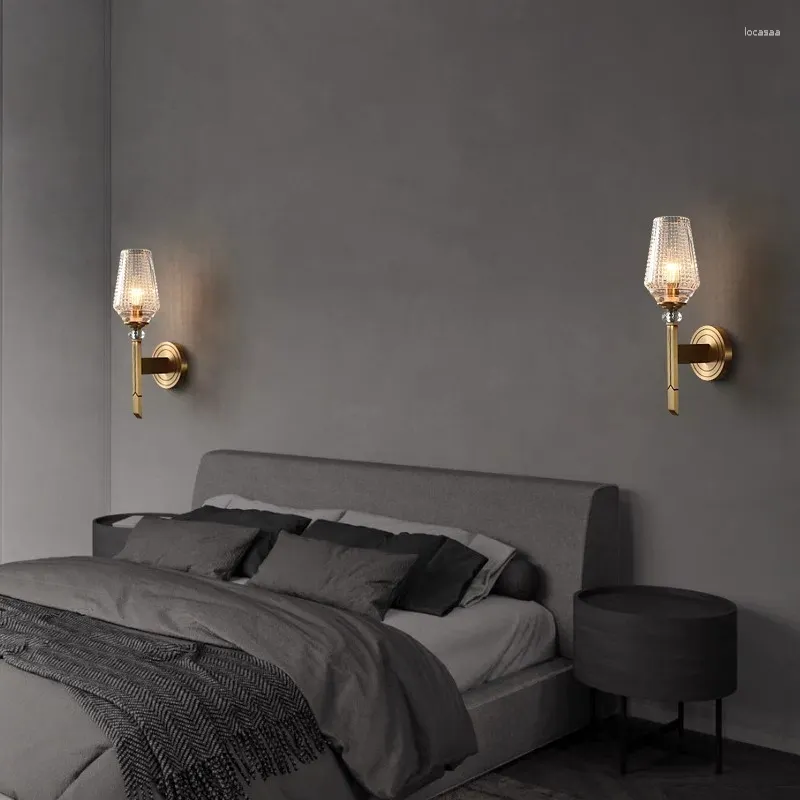 Wall Lamp Designer All Copper Light Luxury American Postmodern Minimalist Style Living Room Achtergrond Slaapkamer