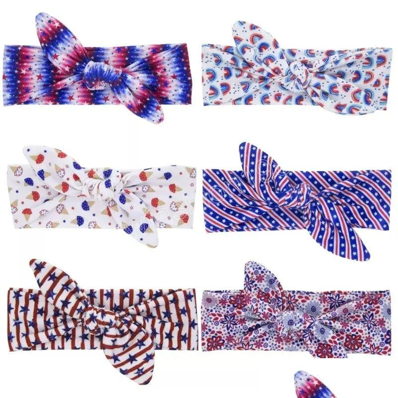 Hair Accessories 4Th Of Jy Flag Headbands Baby Rabbit Ears Hairbands Independence Day Star Stripes Head Bands Bandanas Drop Delivery Dhos2