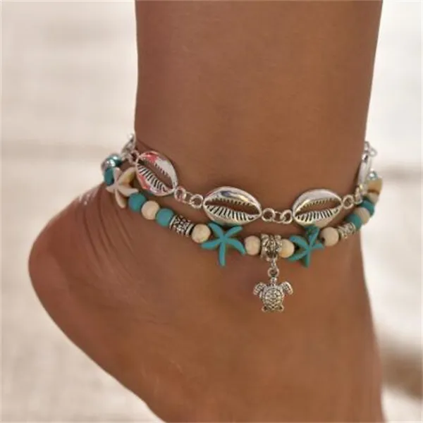 Anklet Creative Fashion Nieuwe metalen shell Turtle Pendant zeester