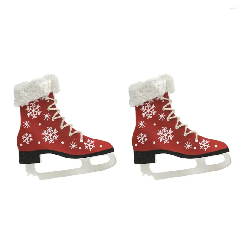 Decoratieve beeldjes schaatsen schaatsen schoenen hangende ornament glitter sneeuwvlok hanger hockey houten uitsparingen santa laarzen kerst