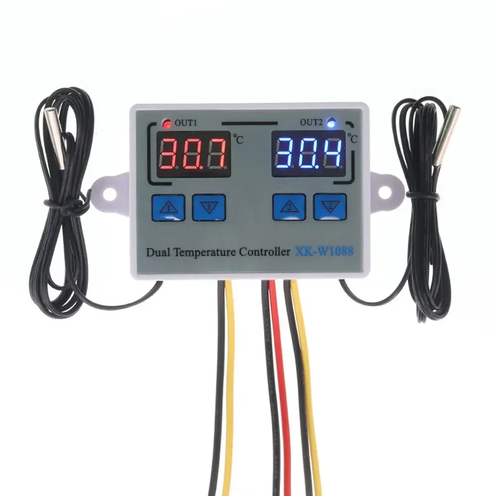 Messgeräte W1088 Dual LED Digital einstellbare Temperaturmesser -Steuerungssensor Elektrischer Heizung Thermostataquarium Inkubator