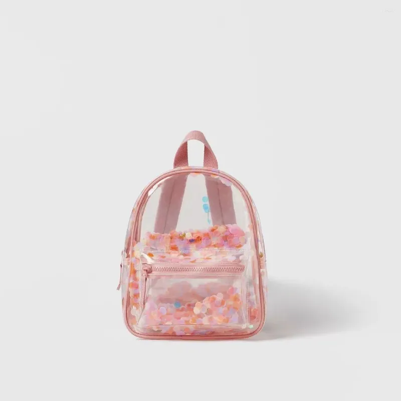 Backpack Children's Bag Pink Fashion Kids Cute garotas transparentes Design Child Kinderfarten School Pacote de dois ombros