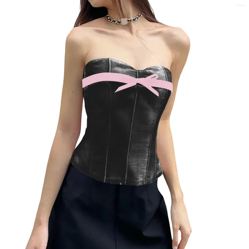 Damestanks 2024 Sexy korset buis tops mouwloze strapless boog front bustier cross-up bandeau