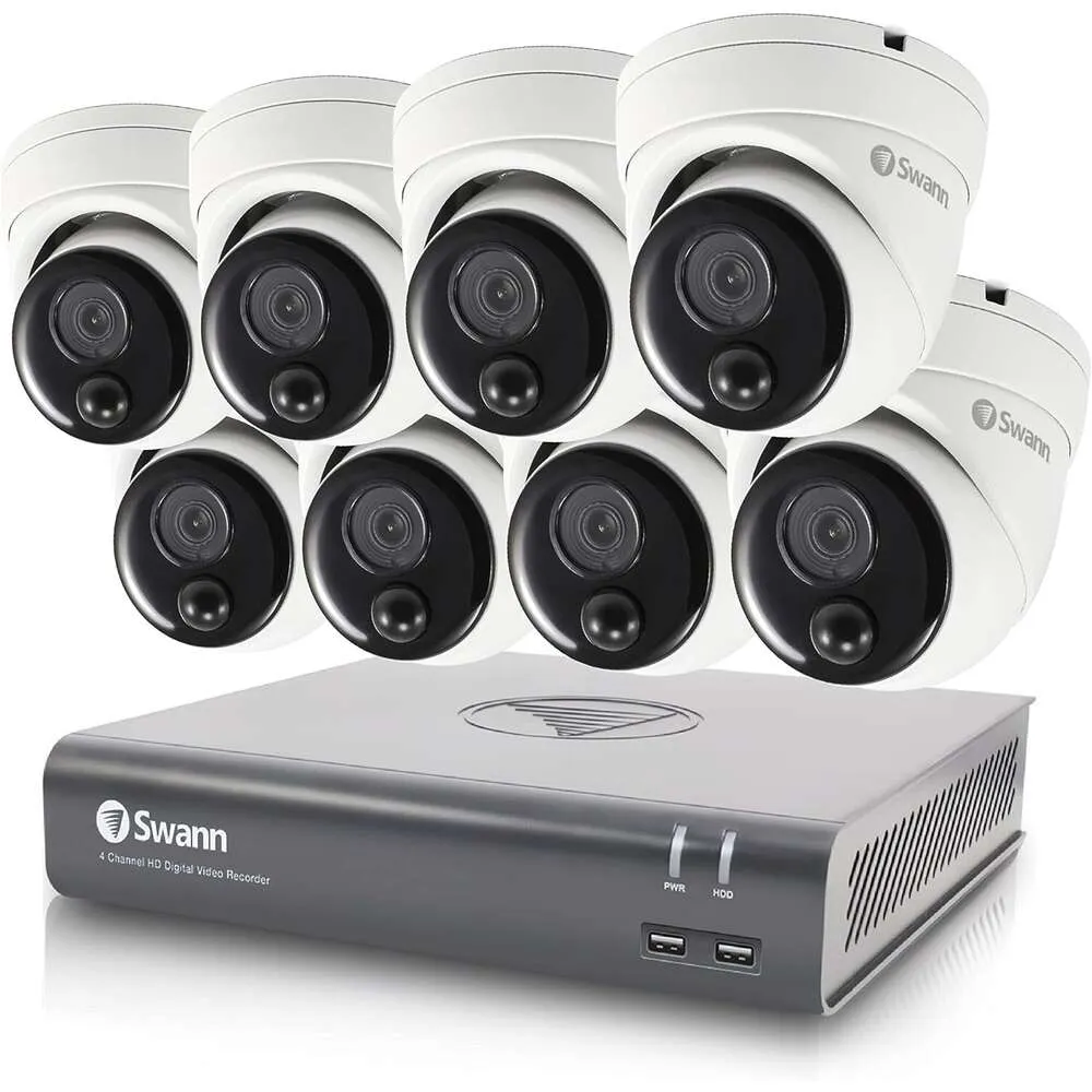 Sistema de cámara de seguridad DVR de 8 canales de 8 canales con 1TB HDD, 8 cámaras de domo, video HD Full HD 1080p, vigilancia interior/exterior, detección de movimiento de calor