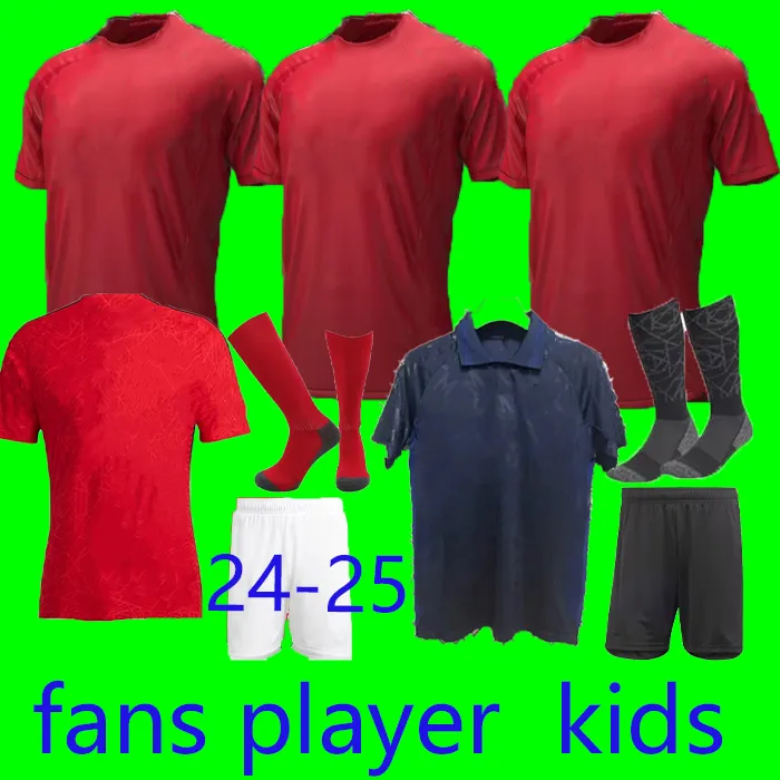 Nieuwe Rashford Mount Mainoo 24 25 Soccer Jerseys B. Fernandes Garnacho Hojlund 2024 2025 Casemiro Amrabat Stone Roses voetbalkit Shirt Pre Match Kids Uniform Blue