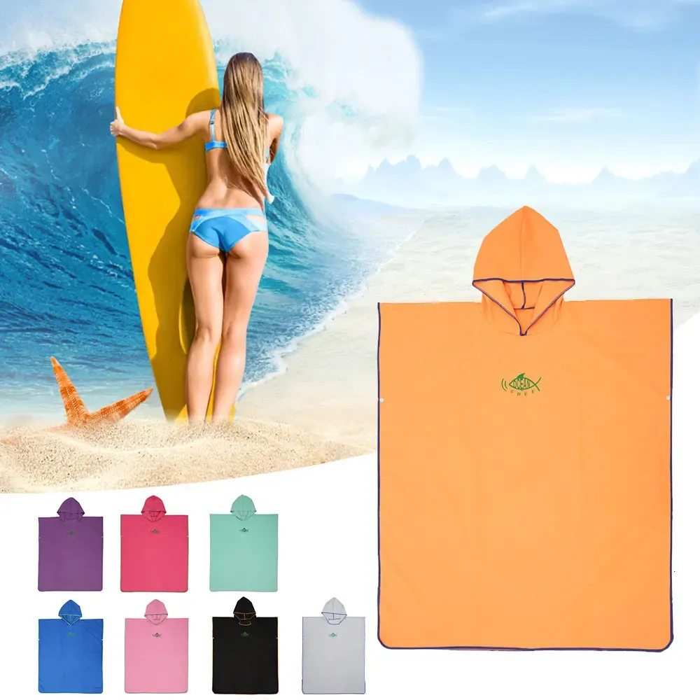 Surf Poncho Changing Towel QuickDry Robe Hood Microfiber Beach Blanket Bath Swim Wetsuit for swimming pool seaside 240506