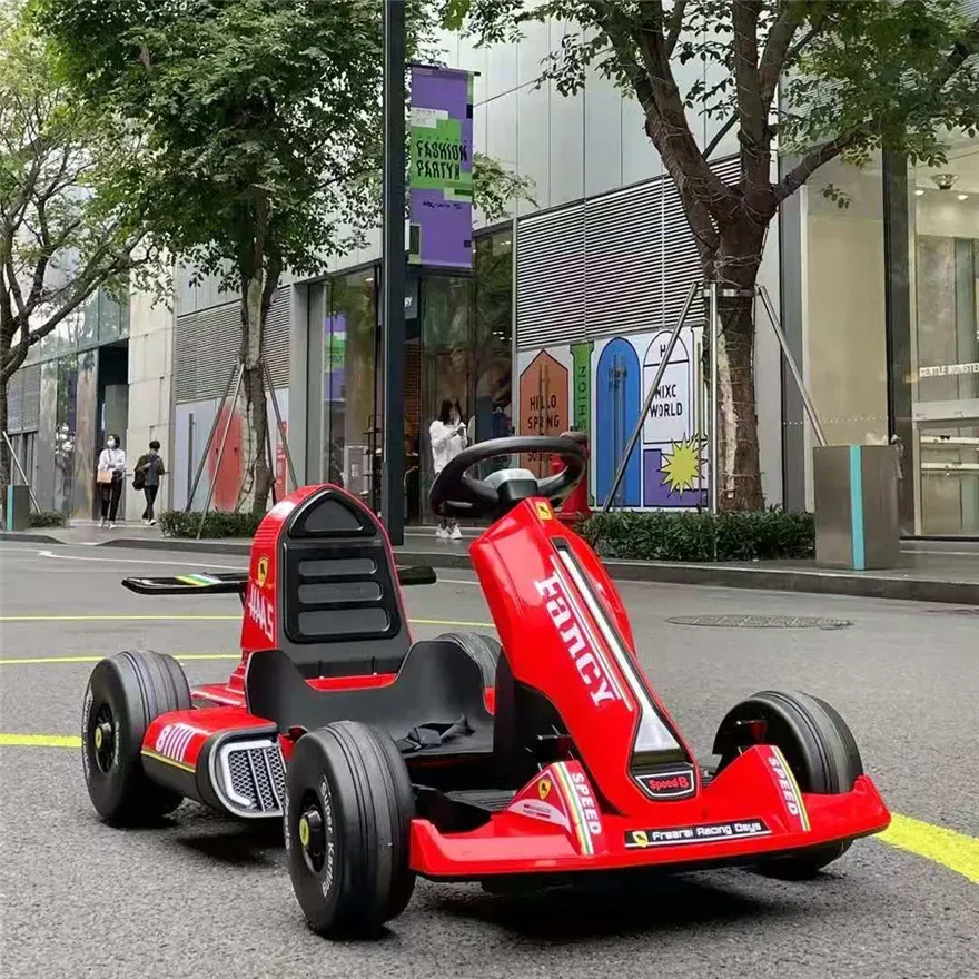 Elektronik Çift Sürücü Karting Scooter Drift Araba Çocuklar Elektrikli Kart Erkek ve Kız Şarj Oyuncak Püskürücü Yetişkinler Oturabilir