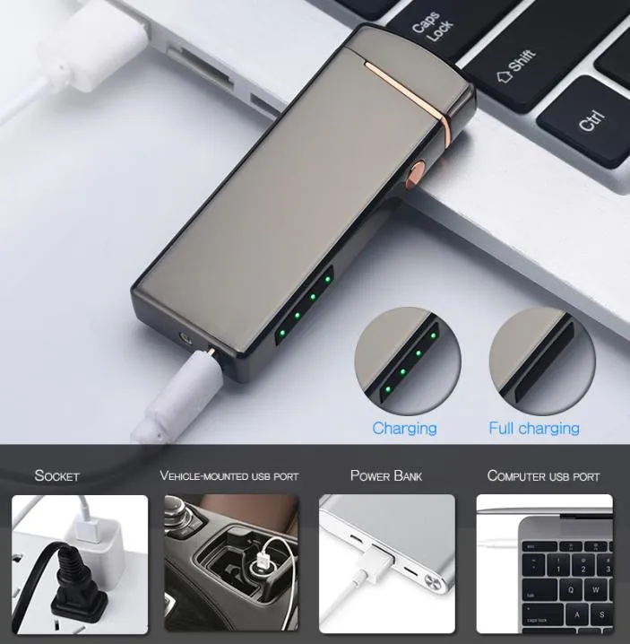 Display di potenza in metallo più leggeri di sigaretta elettronica più leggera USB Accardabile per sigari senza pieghe ricaricabile 6066296