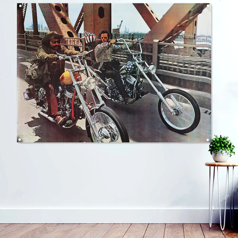 Accessoires Affiches de films de cavalier Easy Rider Mural Bannières Mur Toard de drapeau suspendu pour chambre