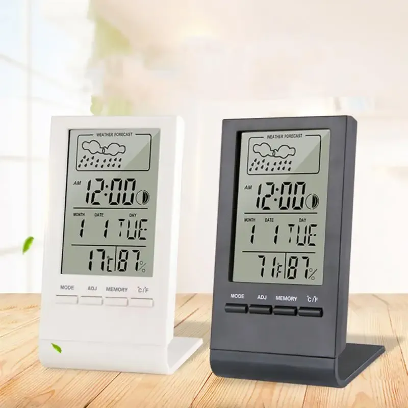 Messgeräte Digital Electronic Thermometer Hygrometer Innenhautstärke im Freien Haushaltstemperatur Feuchtigkeit Messgerät LCD -Wetterstation Takt