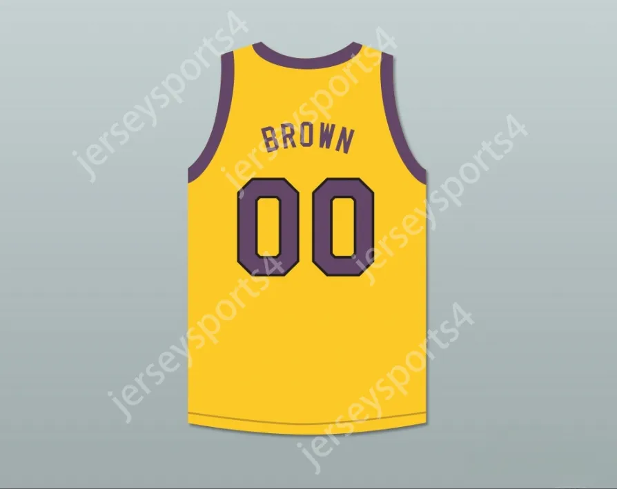 Custom mass jovens/crianças Cole Brown 00 Jersey de basquete amarelo com Martin Patch Top Stitched S-6xl