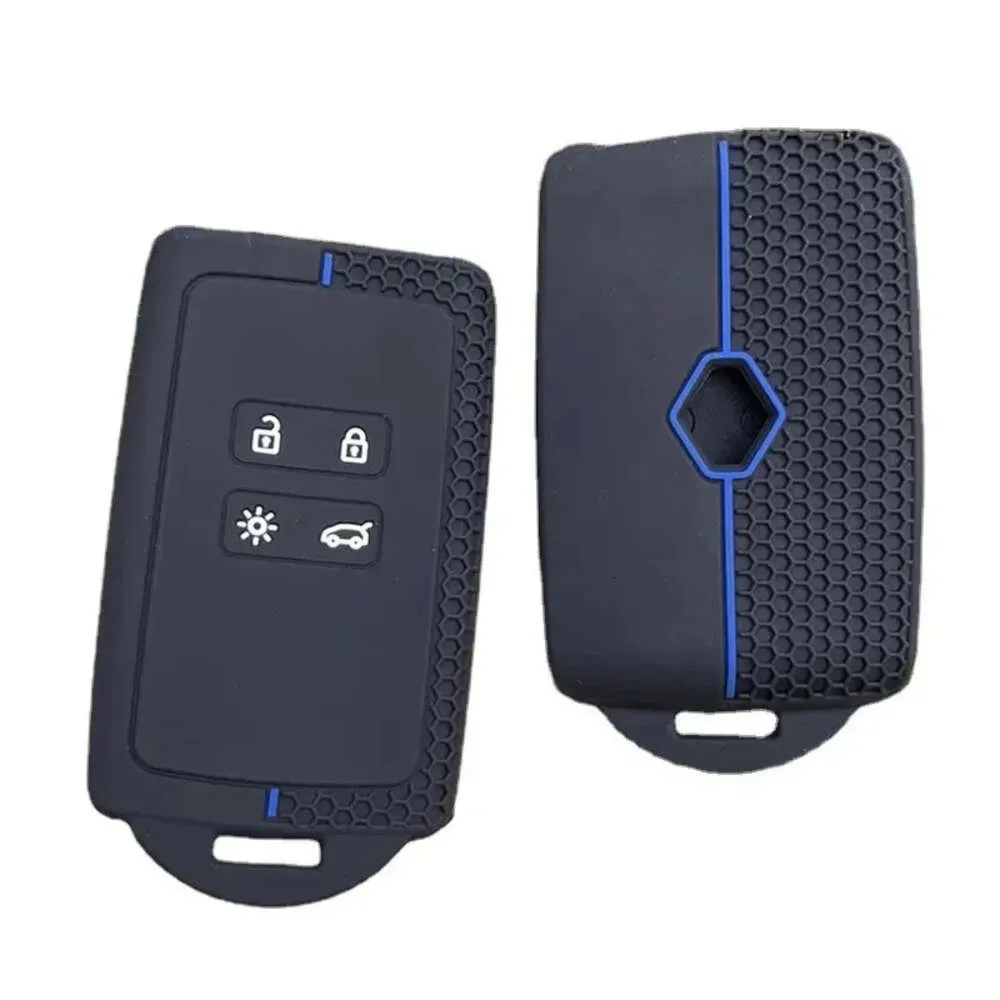 Custodia in pelle per chiave RENAULT Duster Koloes Captur Clio Logan Scenic Megane con telecomando a 4 pulsanti e accesso senza chiave 11 - Italia