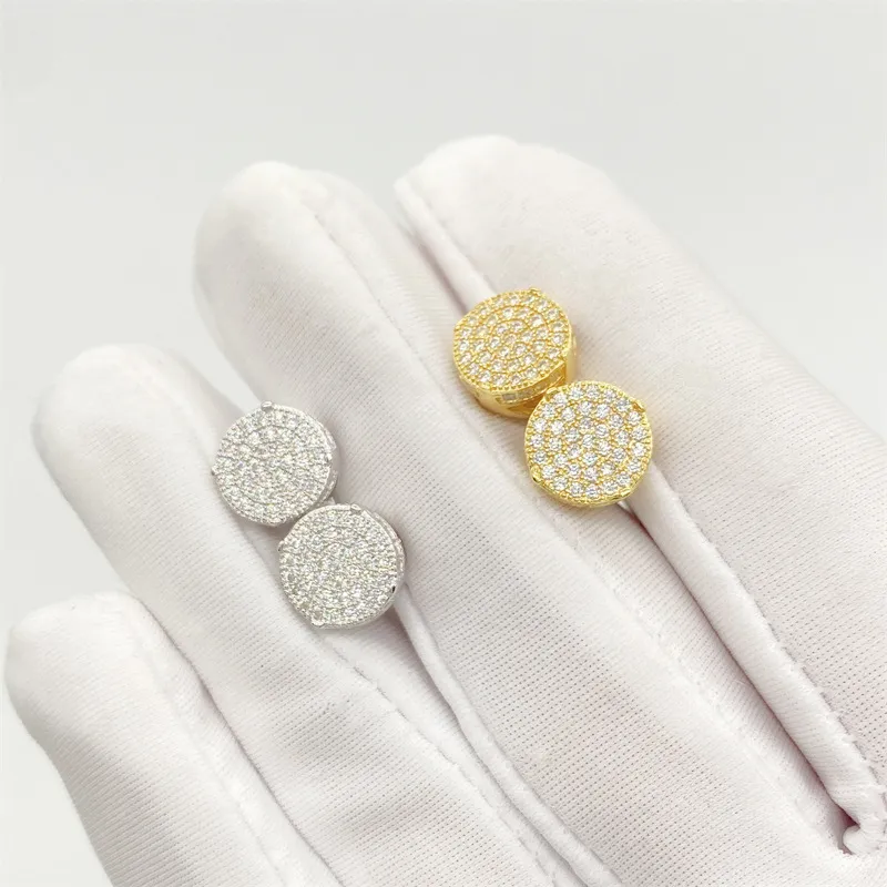 Round Cut Moissanite Stud Earrings In 14k Gold For Men_voghion.com