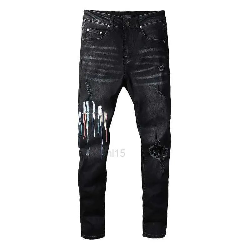 Jeans pour hommes en jeans pour hommes de qualité supérieure de qualité de la lettre de la lettre de lampe de denim pantalons de mode Hip Hop Street Street Taille 28-40 888397335AB8Y