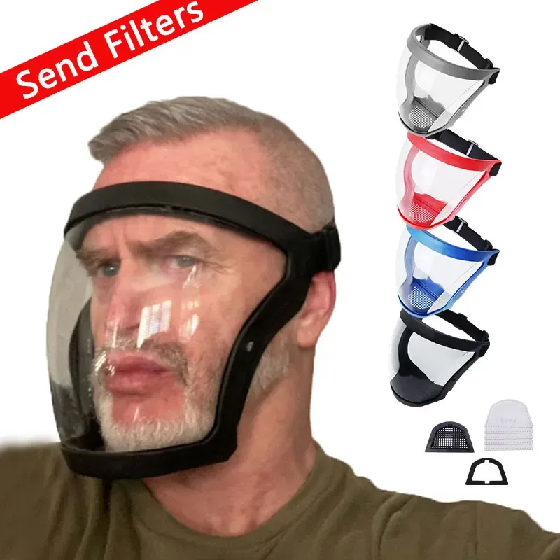 Álbums Full Face Shield Máscara de Segurança Transparente com Filthers Oilsplash Olhe Olhos Facial Antifog Cabeça Cabeça Proteção ao Trabalho óculos