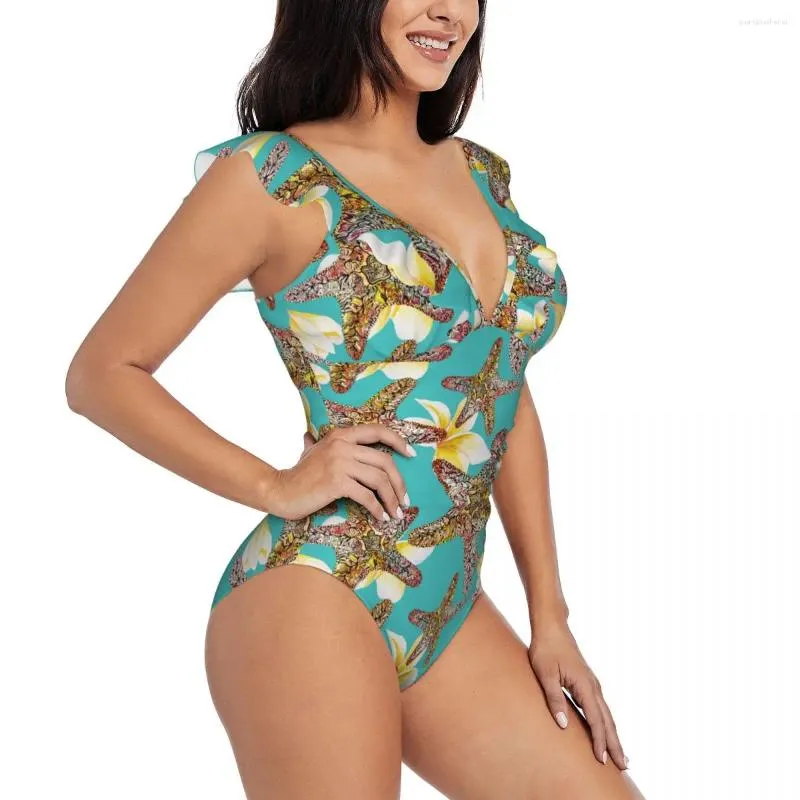 Damskie stroje kąpielowe dla kobiet rozgwiazda plażowa One Piece seksowna marszczenie stroju kąpielowego Summ