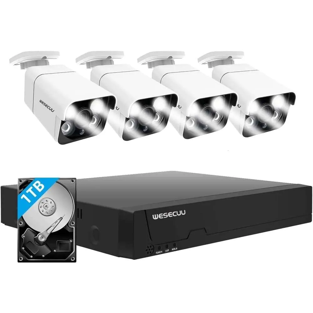 Wesecuu 16CH Расширяемая 4K CCTV CAMER SYSTEM SYSTEM - 8PCS IP Home Security Cameras Outdoor с двухсторонним разговором, обнаружение человека - Система камеры безопасности POE