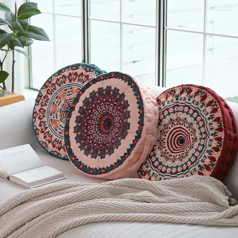 枕の床厚い円形のボヘミアンスタイルのベイウィンドウタータミマットボトム通気性スツール椅子