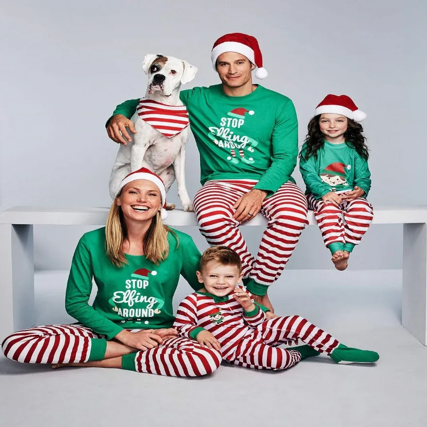 Familia de pijama navideño ropa de Navidad para juego de pijama