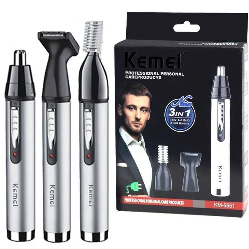 Clippers Trimmers Original Kemei Rechargeable Nez et coupe de cheveux pour hommes Barbe Beauty Facial Feedrow Trimm pour éliminer l'oreille et le cou de nez T240507