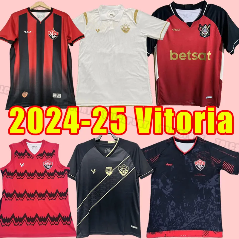 24/25 Esporte Clune Vitoria Futbol Formaları Ev Erkekler Hayran Versiyonları 2024 2025 Roberto Jadson Eduardo Santos Ev Eğitimi Yelek Futbol Gömlek Üniformaları