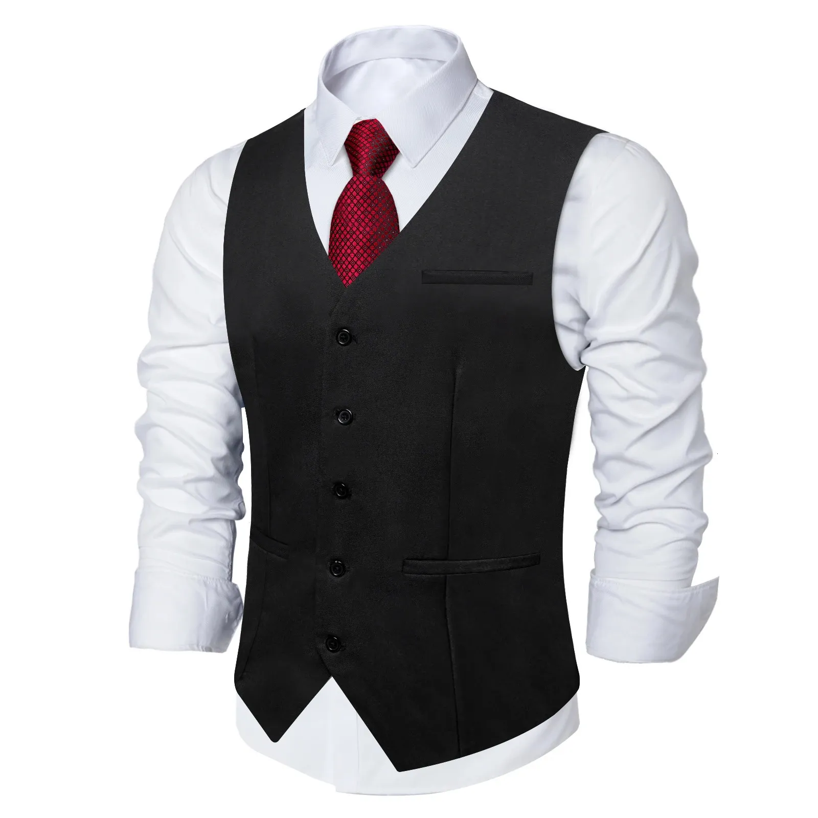 Black Solid Rayon Polyester Men Pak Vest Wedding Party Formele Khaki Blue Red Business Blazer Slim Waastcoat Gilet Drop 240507