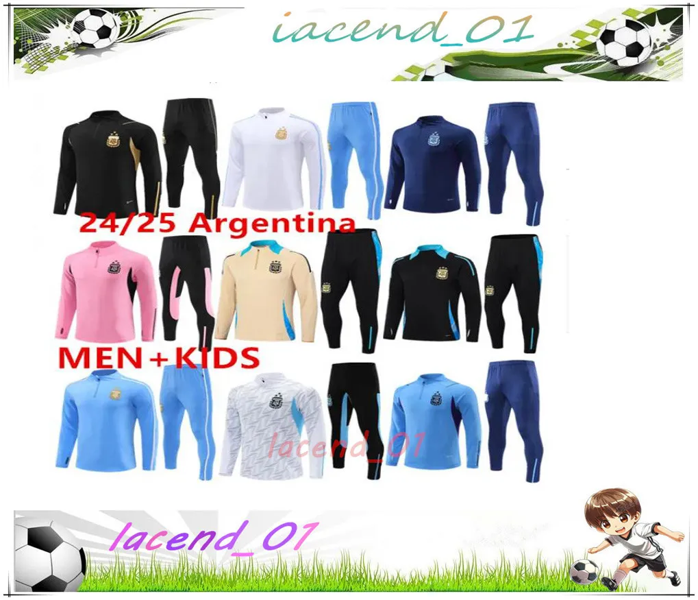 3 stelle Argentina Tracksuit Soccer Maglie 2024 2025 camicie da calcio di giacca Di Maria Dybala de Paul 24/25 MESSIS UOMINI KIDS ALL'ALCEMENTO SUSSUIT SUPRITURA SOVERTRO