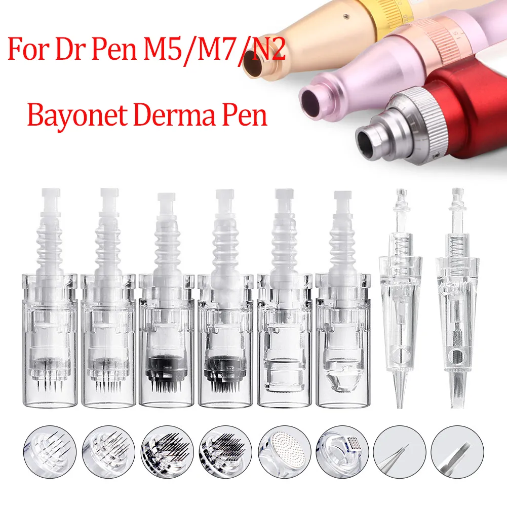 50pcs CARTRIDE BAYONET SANGEL POUR Miconeedle Roller Dr Pen M5 / M7 / N2 / Mym Derma Pen 1pin 3pin 5pin 7pin 12pin 24pin 36pin 42pin Round 3d 5d