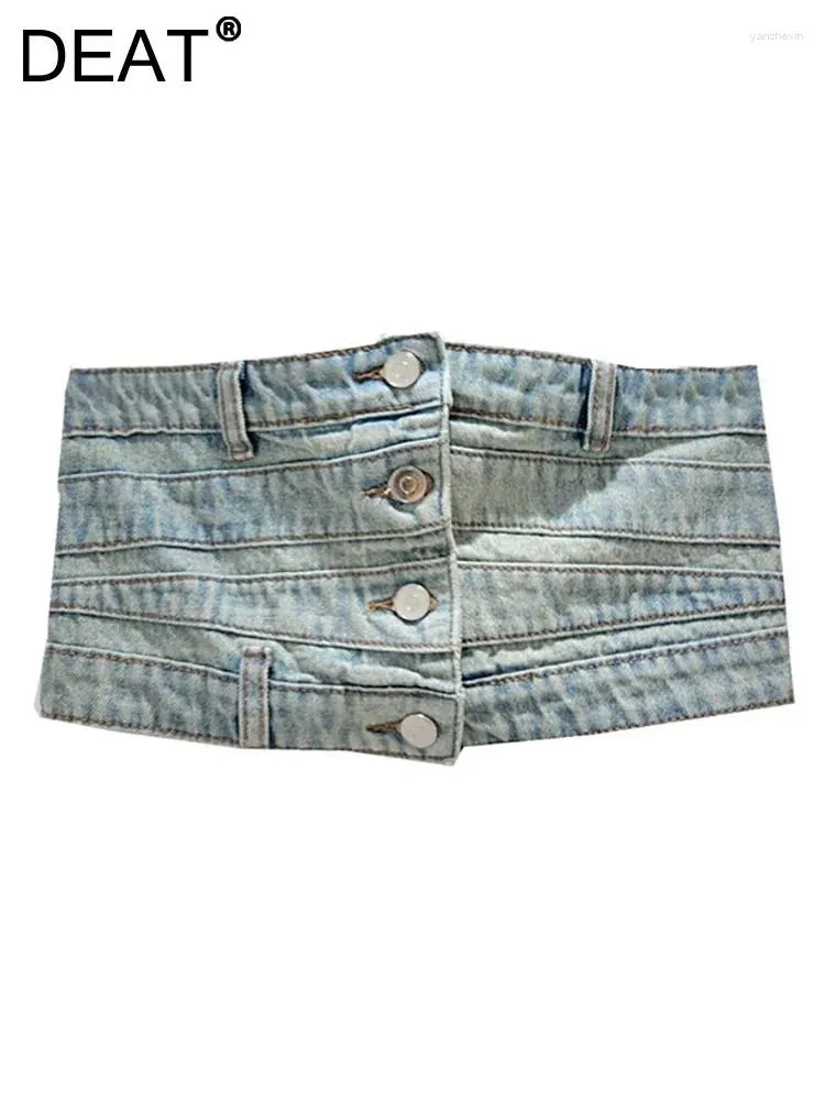 Tank da donna in denim canotte corti top slim patchwork design super sexy a petto singolo camis 2024 moda estiva 29l7350