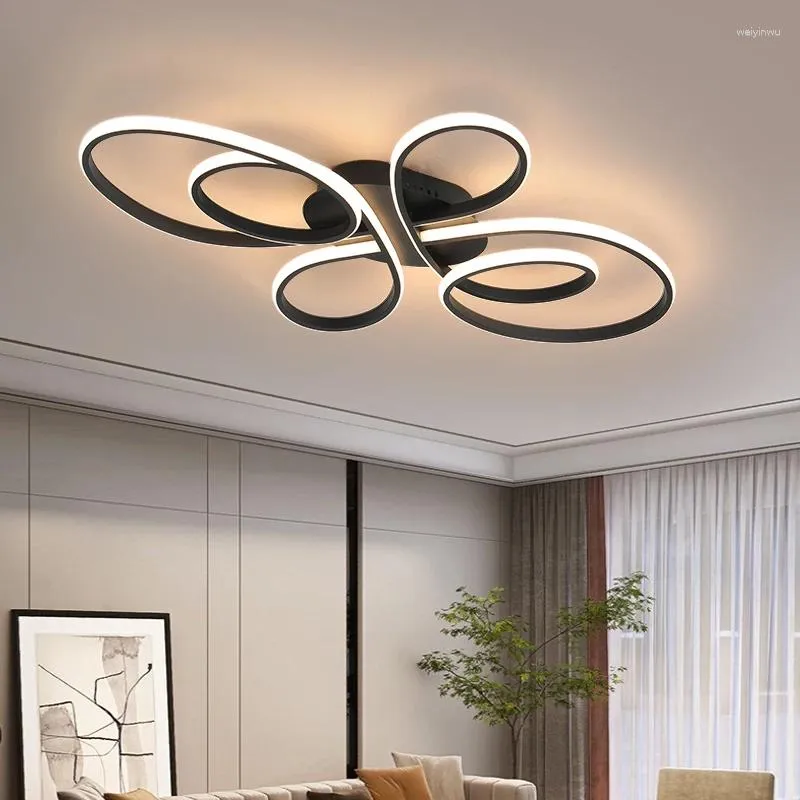 Black Ceiling Light Modern LED for Living Room Dining Room Bedroom Office Nordic Simple Home Decor Indoor Lighting