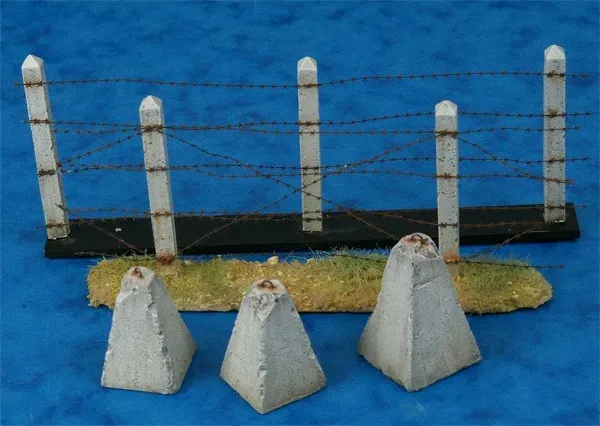 Skulpturen 1/35 Maßstäbe Betonmolen, Barbwire Dragon Zähne Set (Harzpe) Militärische Modellszenen