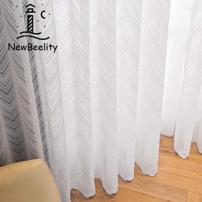 Cortinas cortinas modernas para sala de jantar quarto quarto simples onda branca padrão de tule janela telinha cozinha francesa