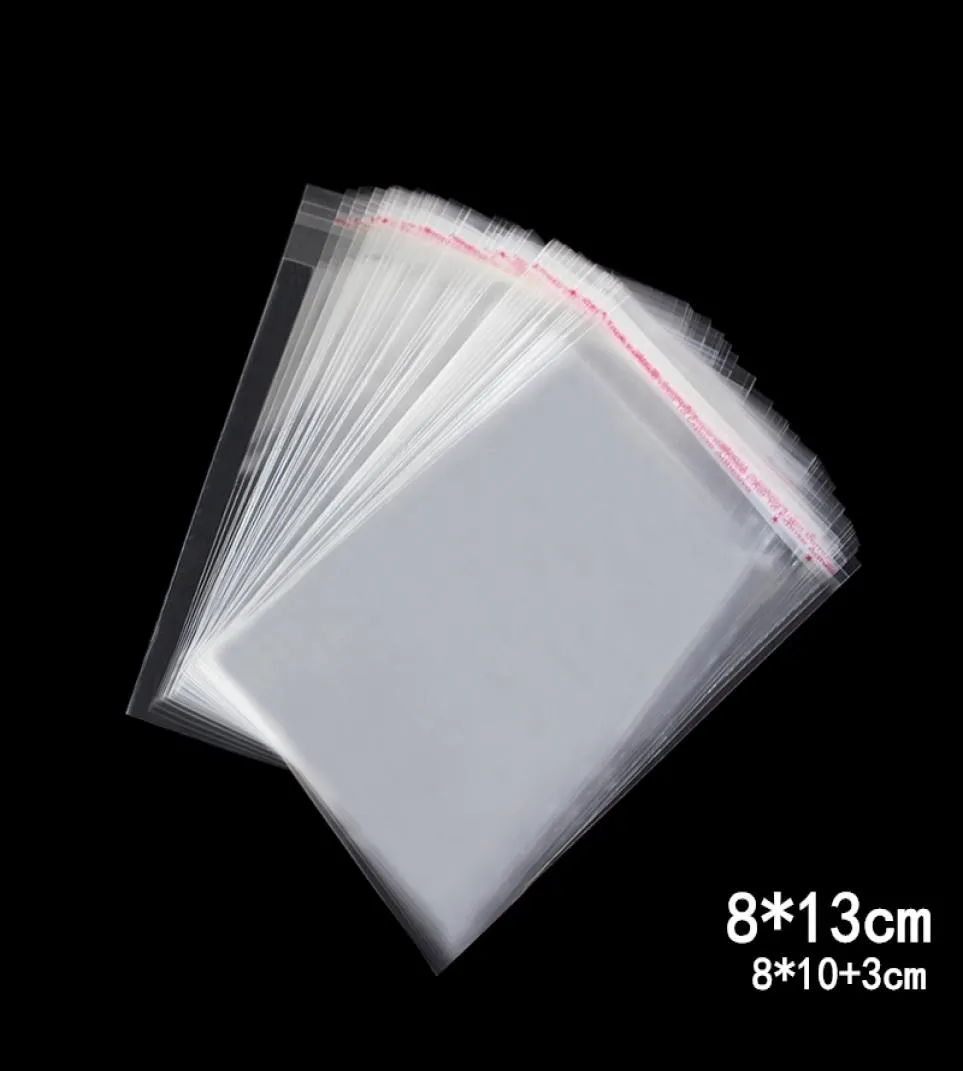 1000 pcs 813 cm Clear Self Adhesive Plastic zak Kleine sieraden Bracelet Tas Zelfafdichting Kleine plastic snoepverpakking1198224