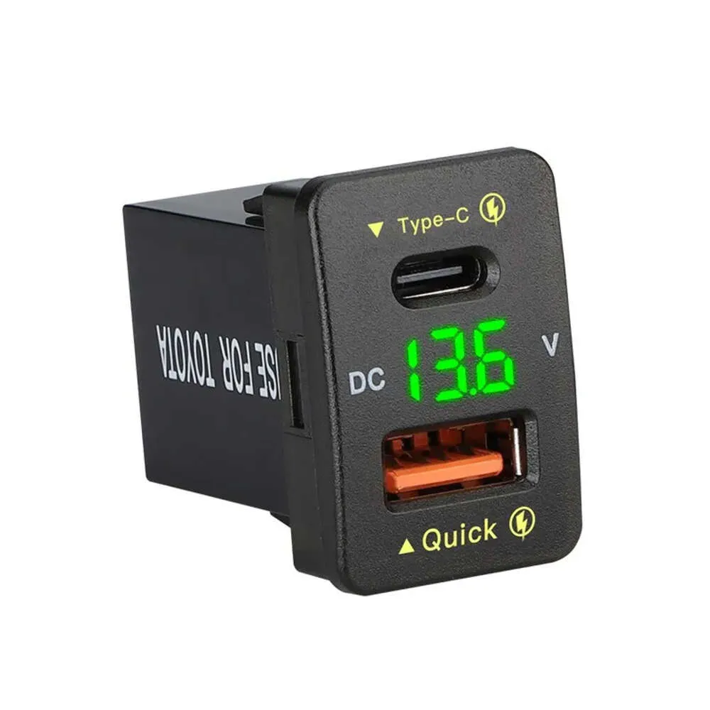 新しいQC3.0 36W USB Typec PDポートカー充電器アクセサリー携帯電話用パワーソケットアダプター高速充電電圧計