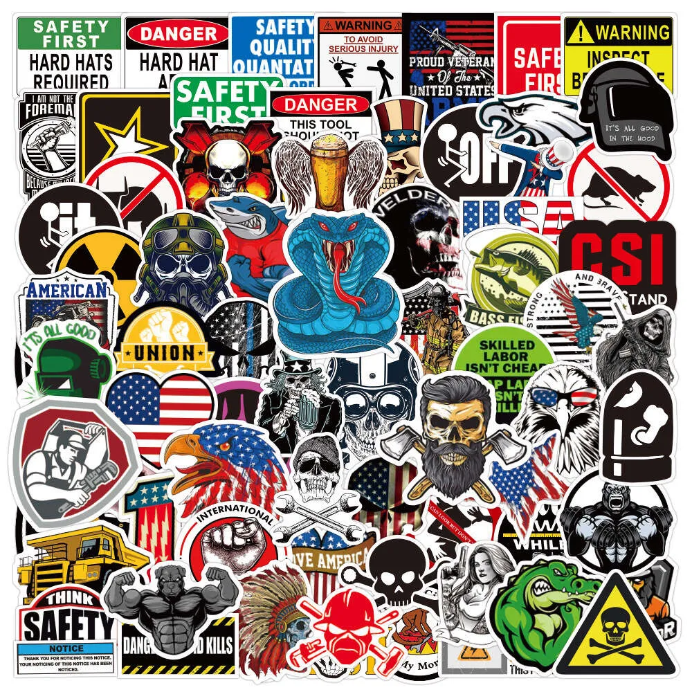 100 Sécurité à outils Casque Soudage Construction Alliance Comical Stickers