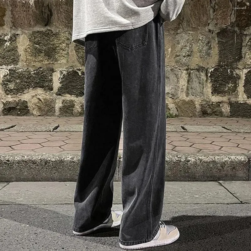 Pantaloni regolari di jeans da uomo larghi di colore solido dritta pografia classica vacanza 1 stile comodo elegante