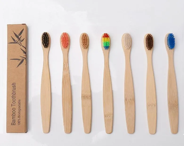 Деревянная радужная зубная щетка экологически бамбуковая волокна Деревянная ручка Зубная щетка отбеливание радуги5145589
