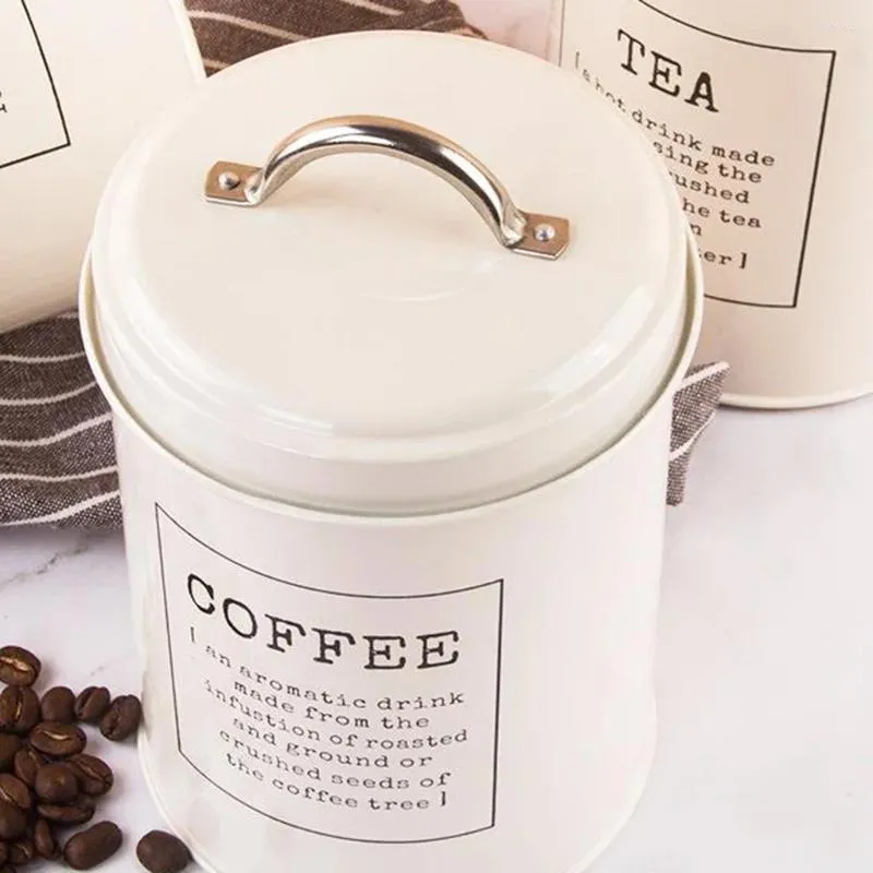 Storage Bottles Canister 3 Lid Kitchen Decor Sets Sugar Pot Of Tea Container Metal Coffee Farmhouse Set Jars Bin