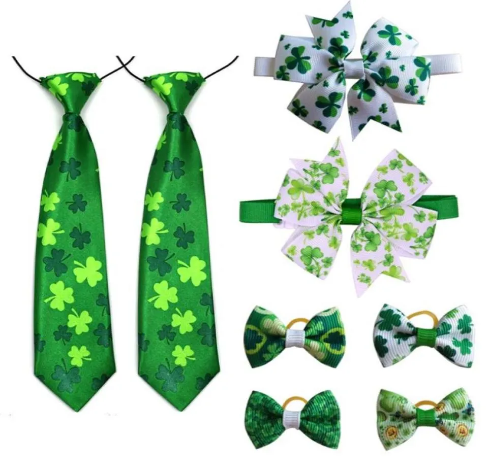 Abbigliamento per cani St Patrick039s Forniture per animali domestici White Green Hiar Bows cravatta cravatta per capelli piccoli accessori a prime armi 2946035