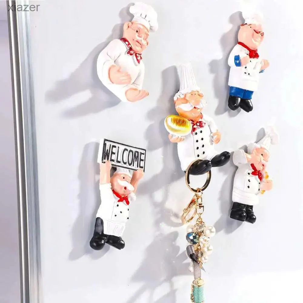 Koelkastmageten Magnetische koelmiddelstick strengstreepjes Karakter Chef Koelmiddel koelkast magnetische creatieve 3D -personage schattige decoratieserie WX
