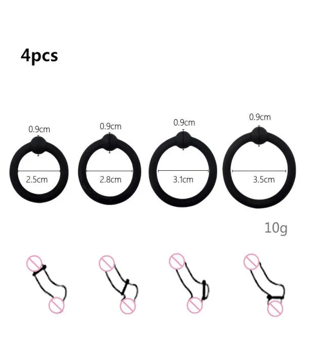 Silcone Penis Rings Set Cock Rings Penis Sleeve Penis Trainer Delay Ejaculation High Elasticity Time Lasting Sex Toys for Men8709003