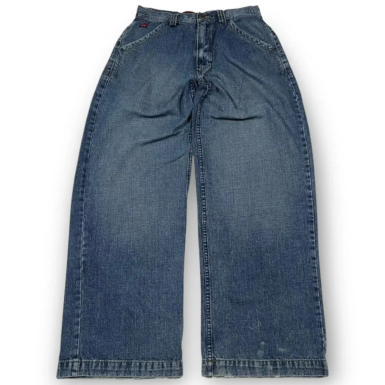 JNCO メンズ ワイドレッグ ジーンズ イーグル刺繍付きハイウエスト