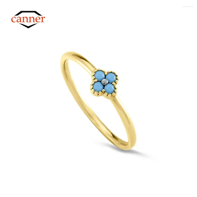 Cluster Rings CANNER 1 PC 925 Sterling Silver Petal For Women Turquoise Ring Mini Wedding Fashion Jewelry 6mm 7mm 8mm