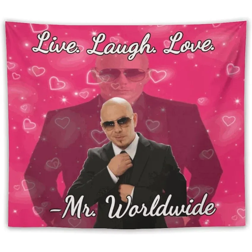 Ornament Mr Worldwide säger att leva skratt älskar rolig tapestry affisch vägg flagga boutique konst banner hängande pop heminredning för rum sovsal