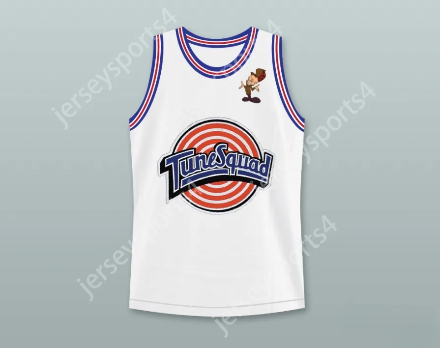 Custom Nay Mens Youth / Kids Space Jam Elmer Fudd 53 Tune Squad Basketball Jersey avec Elmer Fudd Patch Top Stitted S-6XL